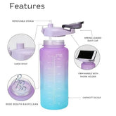3 Piece Motivational Water Bottle Set BPA Free Plastic Gradient Colors For Students Fitness And Daily Use | Random Color