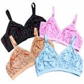 Pack of 4 Women’s Classy Multi-Color Jersey Printed Bra Set –