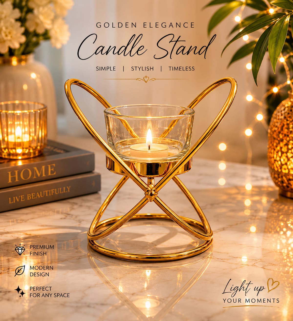 Decorative Black Candle Stand