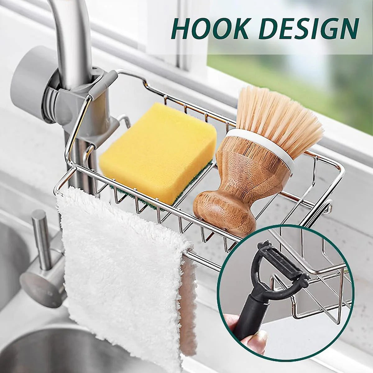 Stainless Steel Adjusting Multifunctional Kitchen Faucet Sponge Holder